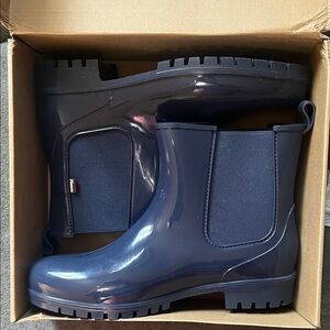 Women's Navy Planone Ankle Rain Boots 11